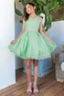 Big Girls Multi Color Glitter Mesh V Neck Short Dress 4-16